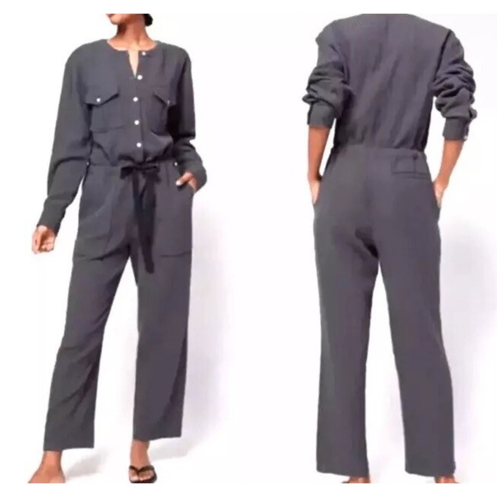 NWT Faherty Dream Organic‎ Cotton Gauze Long Sleeve Jumpsuit Coastal Small $178